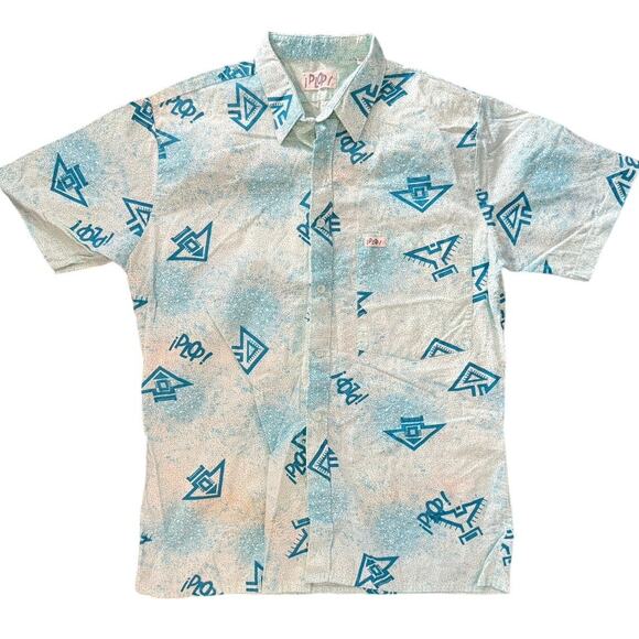 Vintage 80s ¡Plop! AOP Geometric Surf Single Stitch Button Down Shirt Large - Picture 1 of 4